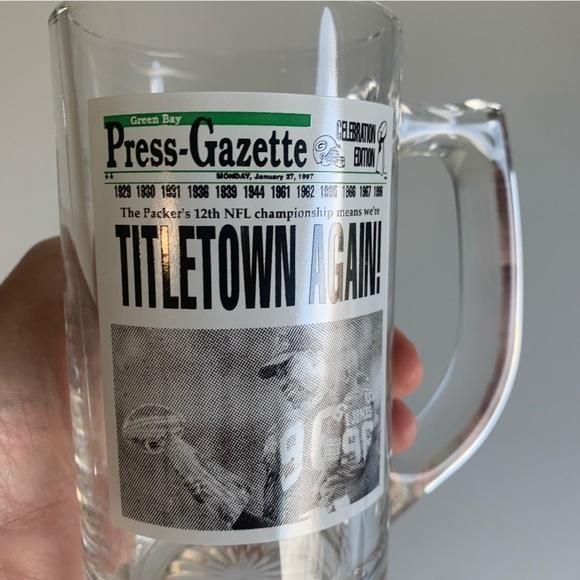 Green‎ Bay Packers victory glass mug. 1997 Official Super Bowl XXX1 Product. - Picture 10 of 10